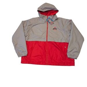 Columbia Ohio State Buckeyes Fleece Lined Windbreaker Jacket Grey Red XL NEW